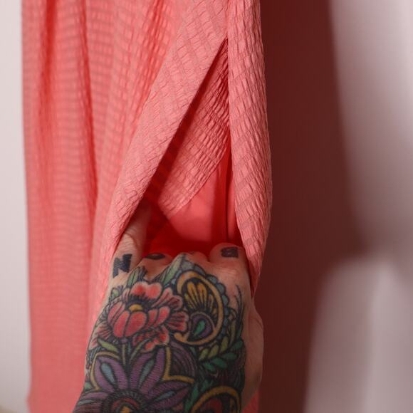 CLUB MONACO Seersucker Fit & Flare Dress Knee Length Tea Rose Pink Women's 2 - Picture 7 of 15